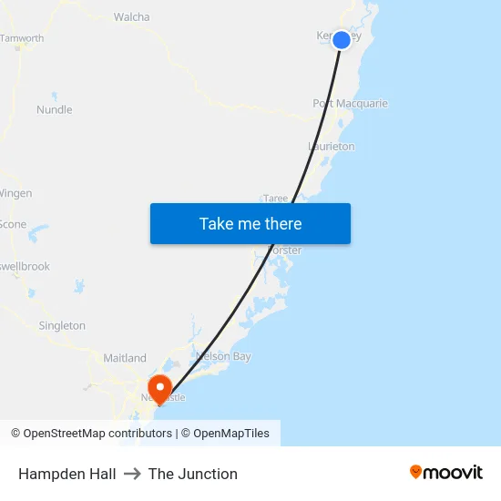 Hampden Hall to The Junction map