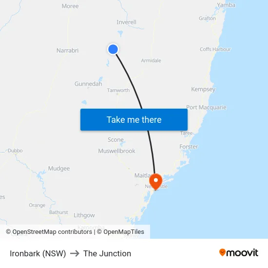 Ironbark (NSW) to The Junction map