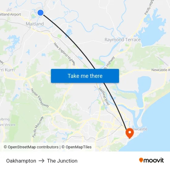 Oakhampton to The Junction map