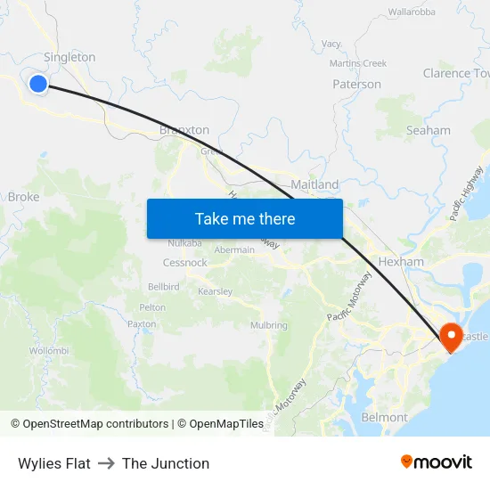 Wylies Flat to The Junction map