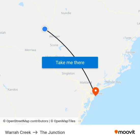 Warrah Creek to The Junction map
