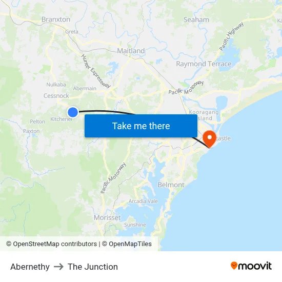 Abernethy to The Junction map
