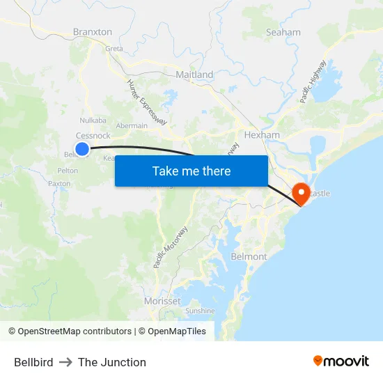 Bellbird to The Junction map