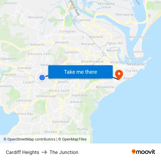 Cardiff Heights to The Junction map
