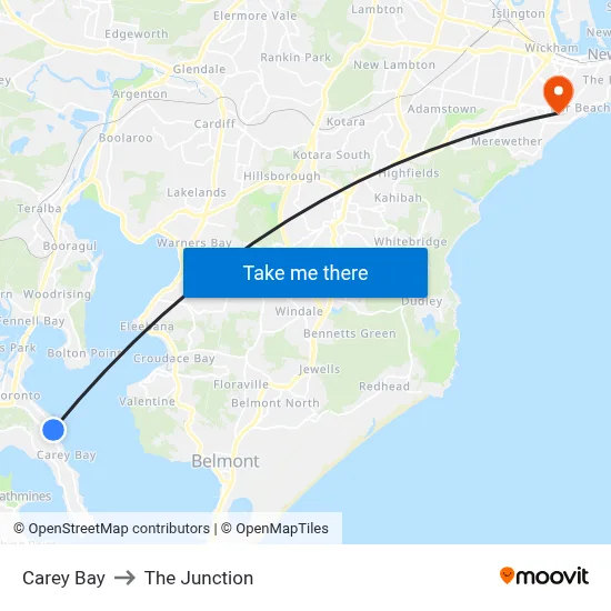 Carey Bay to The Junction map