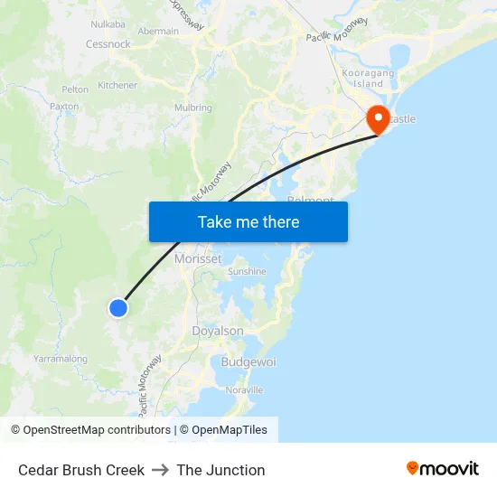 Cedar Brush Creek to The Junction map