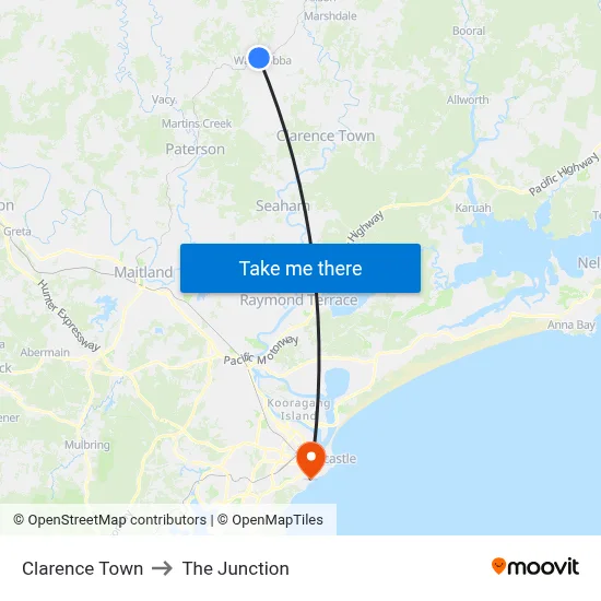 Clarence Town to The Junction map