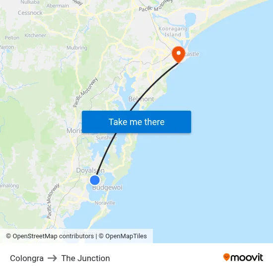 Colongra to The Junction map
