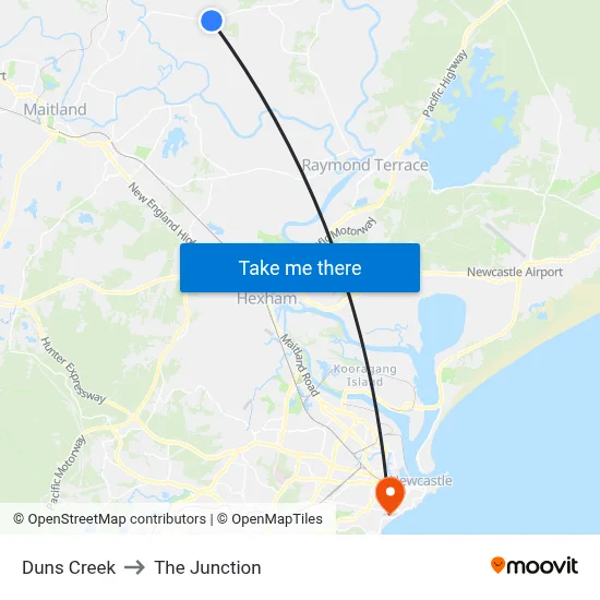 Duns Creek to The Junction map