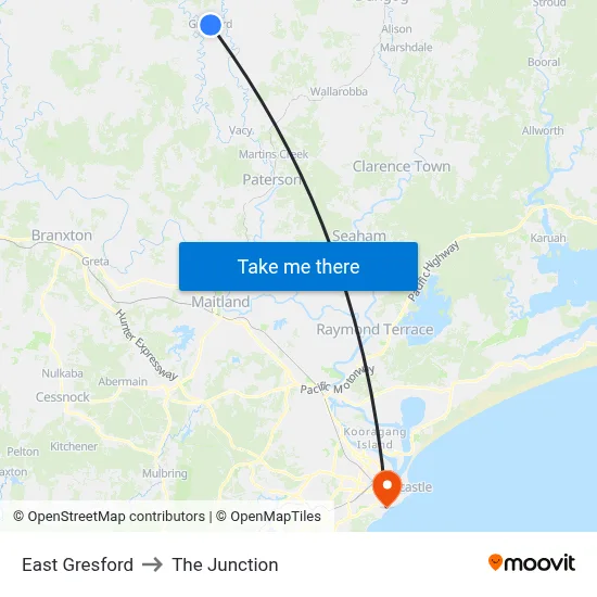 East Gresford to The Junction map