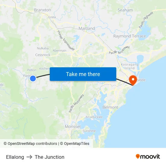 Ellalong to The Junction map