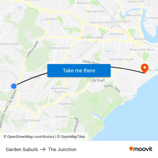Garden Suburb to The Junction map