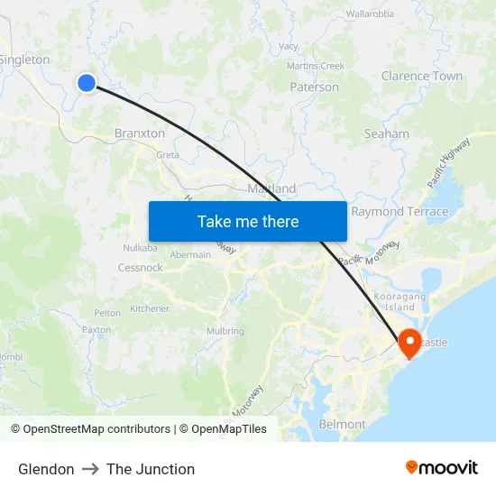 Glendon to The Junction map