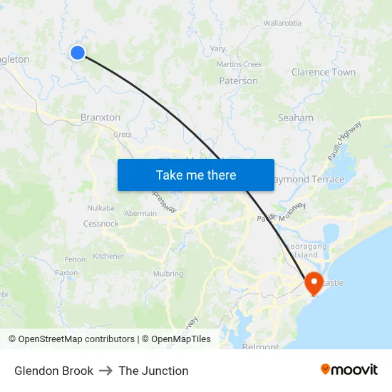 Glendon Brook to The Junction map