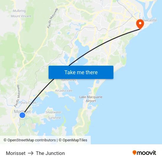 Morisset to The Junction map