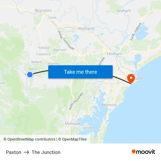 Paxton to The Junction map