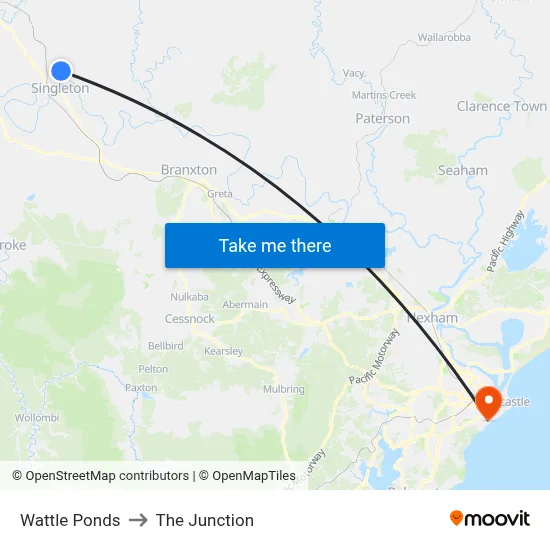Wattle Ponds to The Junction map