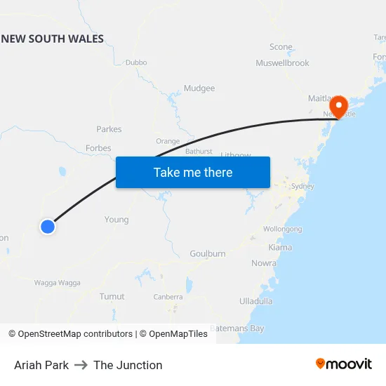 Ariah Park to The Junction map
