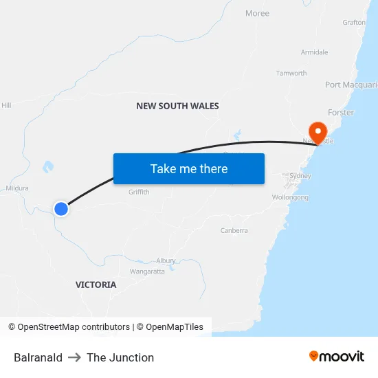 Balranald to The Junction map