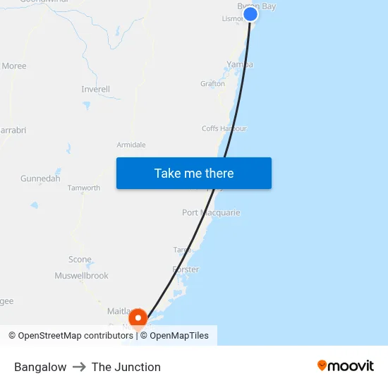 Bangalow to The Junction map
