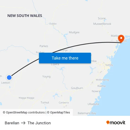Barellan to The Junction map