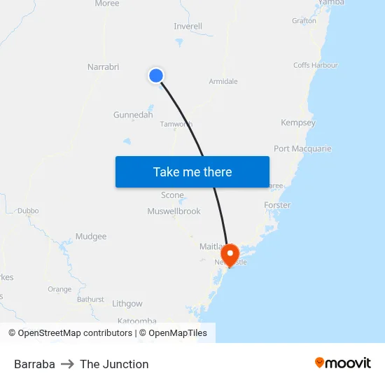 Barraba to The Junction map