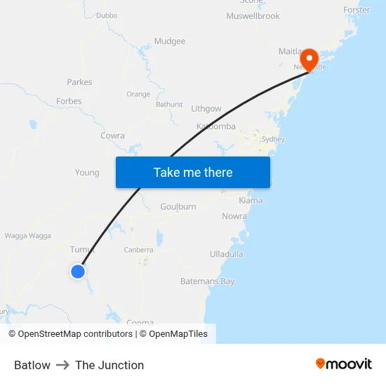Batlow to The Junction map
