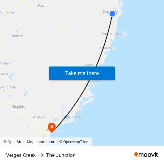 Verges Creek to The Junction map