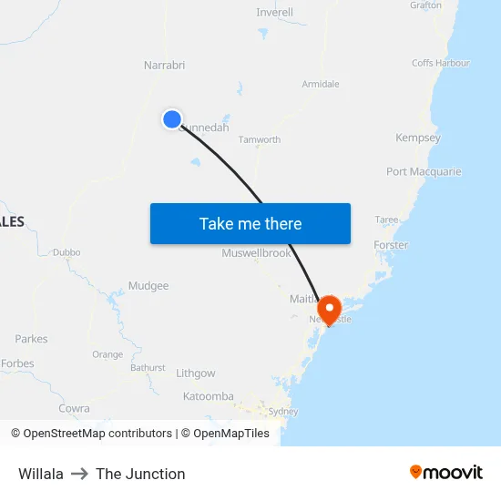 Willala to The Junction map