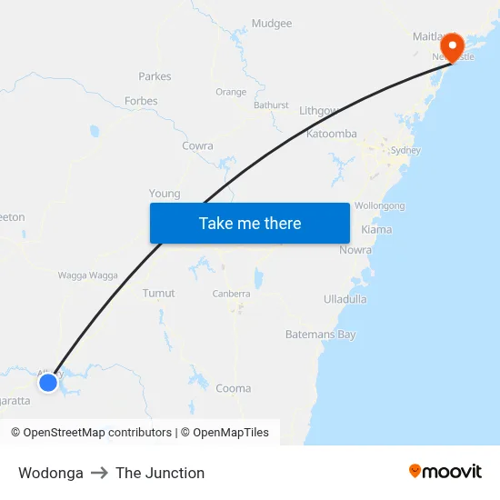 Wodonga to The Junction map