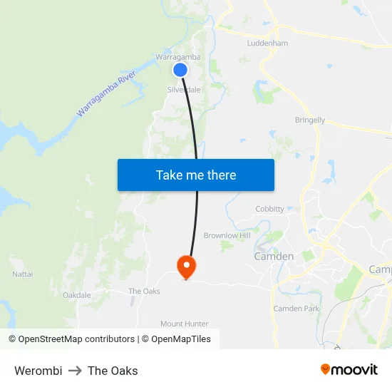 Werombi to The Oaks map