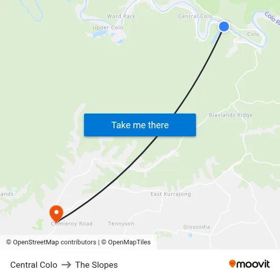 Central Colo to The Slopes map