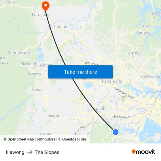 Illawong to The Slopes map