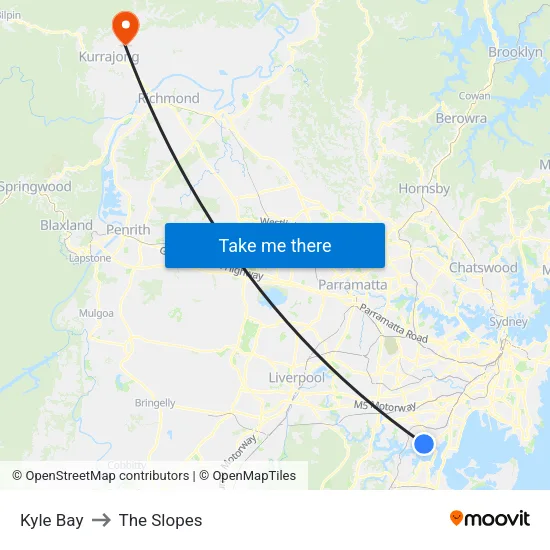 Kyle Bay to The Slopes map