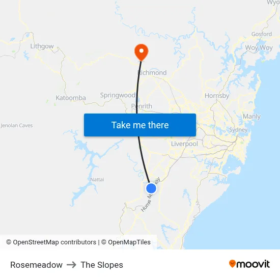 Rosemeadow to The Slopes map
