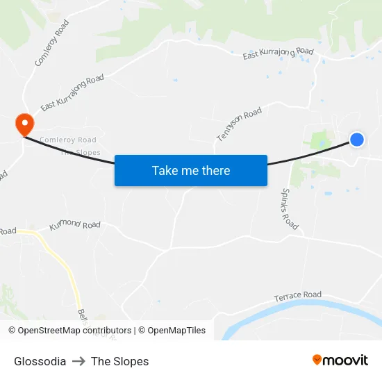 Glossodia to The Slopes map