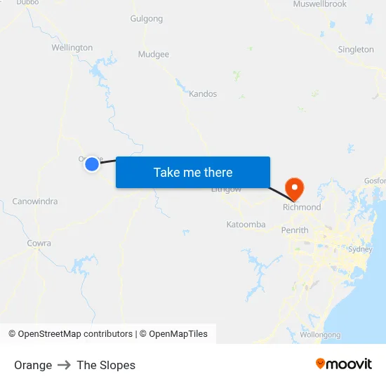 Orange to The Slopes map