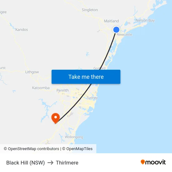 Black Hill (NSW) to Thirlmere map