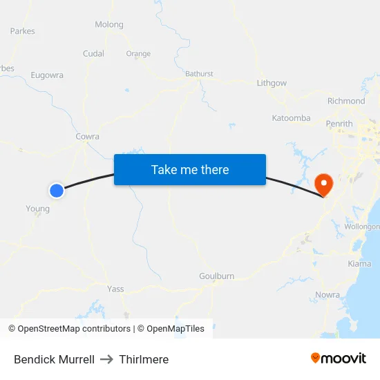 Bendick Murrell to Thirlmere map