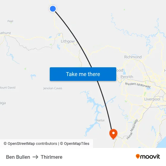 Ben Bullen to Thirlmere map