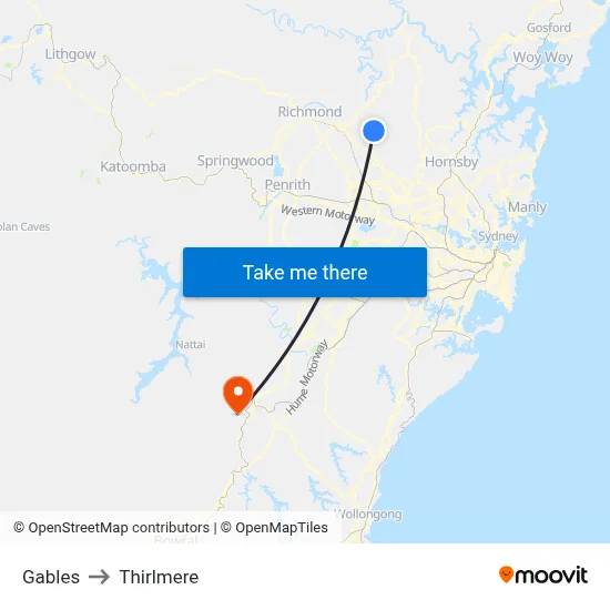 Gables to Thirlmere map