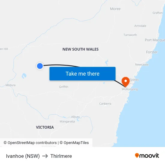 Ivanhoe (NSW) to Thirlmere map