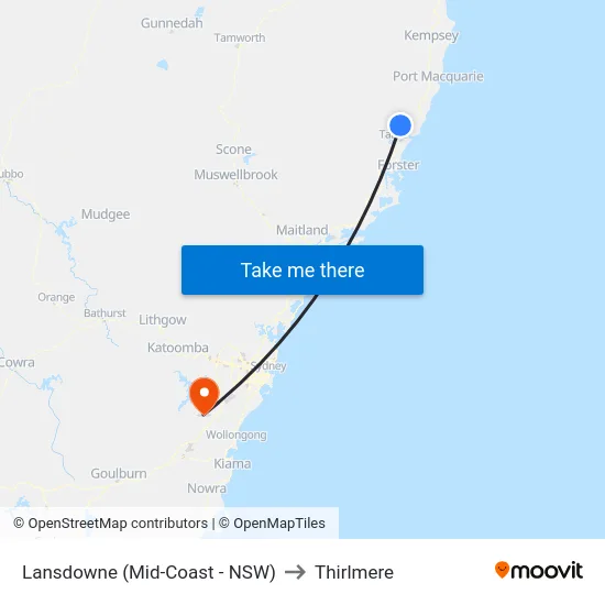 Lansdowne (Mid-Coast - NSW) to Thirlmere map