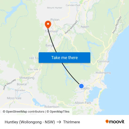 Huntley (Wollongong - NSW) to Thirlmere map