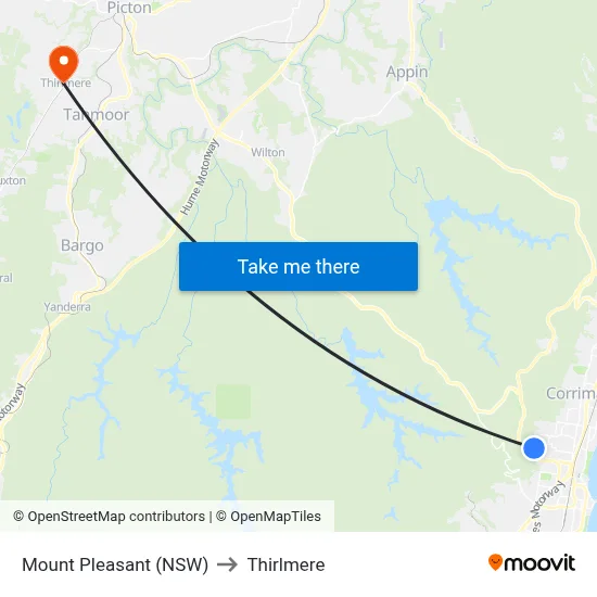 Mount Pleasant (NSW) to Thirlmere map