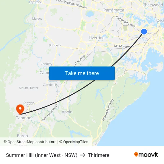 Summer Hill (Inner West - NSW) to Thirlmere map