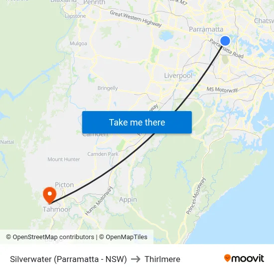 Silverwater (Parramatta - NSW) to Thirlmere map
