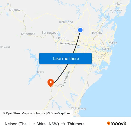 Nelson (The Hills Shire - NSW) to Thirlmere map
