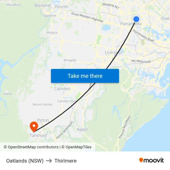 Oatlands (NSW) to Thirlmere map