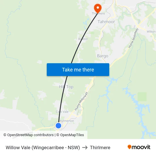 Willow Vale (Wingecarribee - NSW) to Thirlmere map